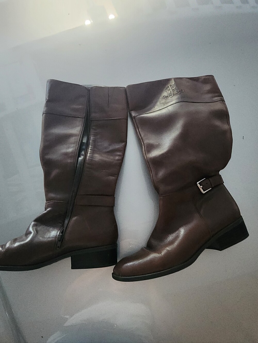 Ralph Lauren Dark Brown Leather Mid-Calf Riding Boots